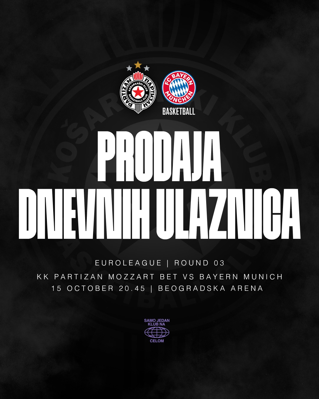 Prodaja dnevnih ulaznica za utakmicu protiv Bajerna počinje u petak