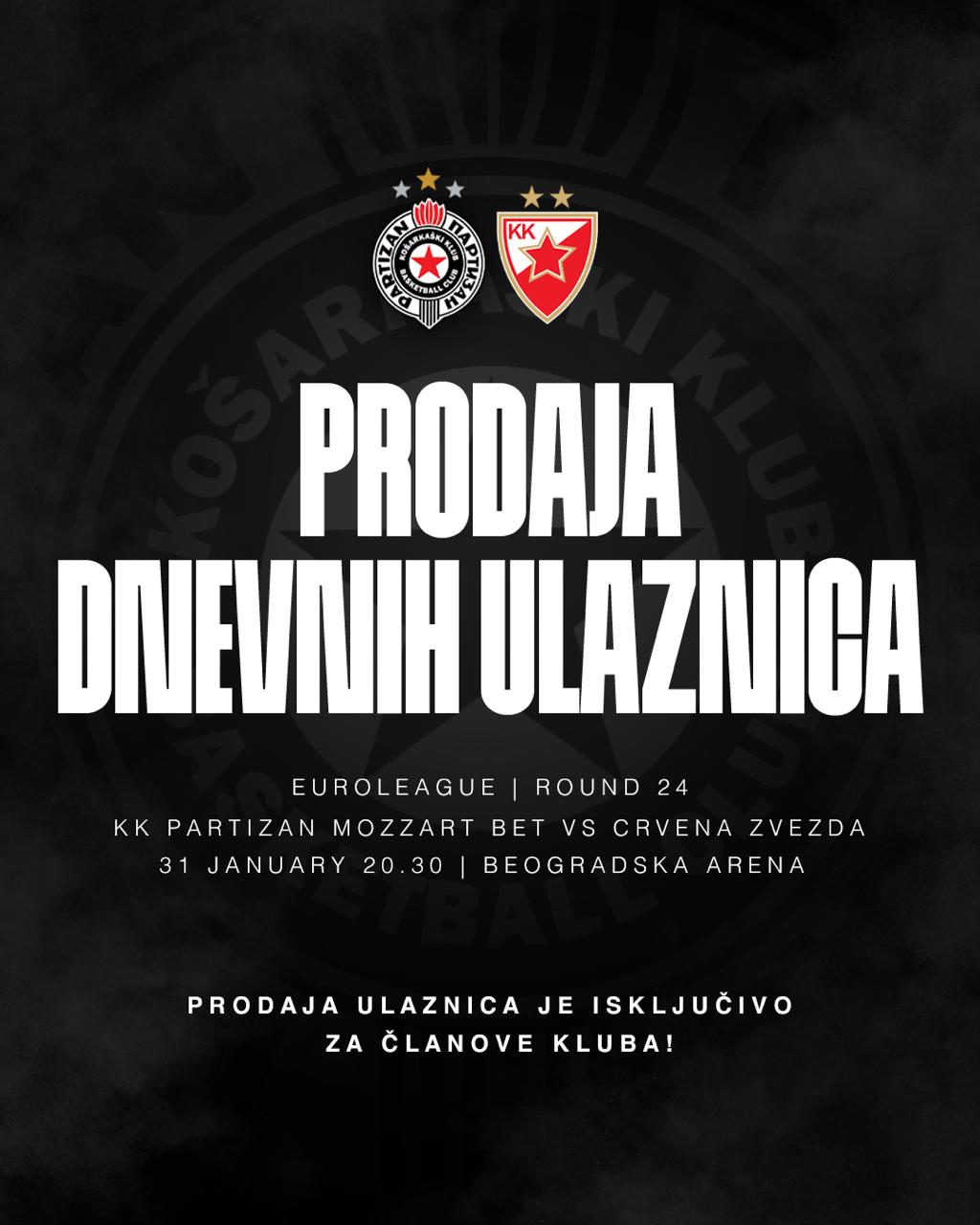 U petak od 13 časova počinje prodaja dnevnih ulaznica za duel protiv Crvene zvezde