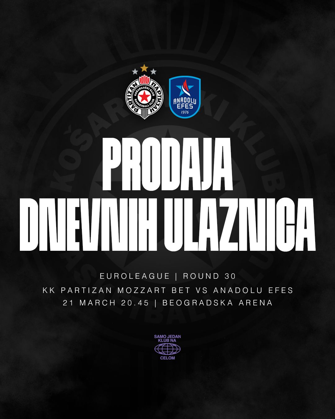 U četvrtak od 12 časova počinje prodaja dnevnih ulaznica za duel protiv Efesa