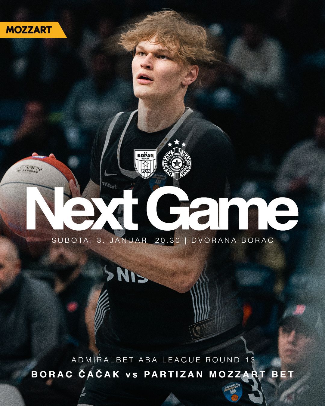 Partizan Mozzart Bet sutra u Čačku