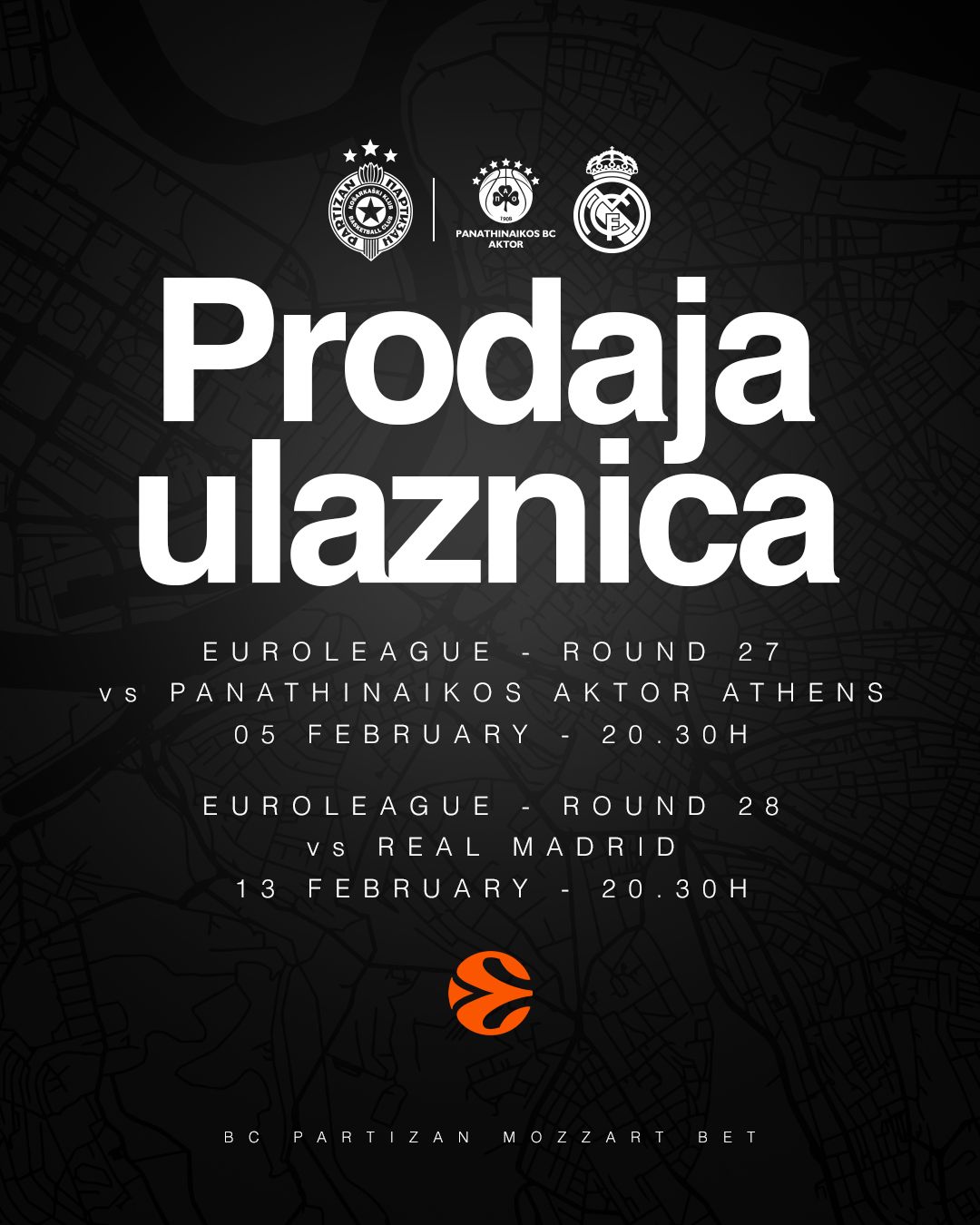 Prodaja dnevnih ulaznica za duele protiv Panatinaikosa i Real Madrida počinje sutra u podne