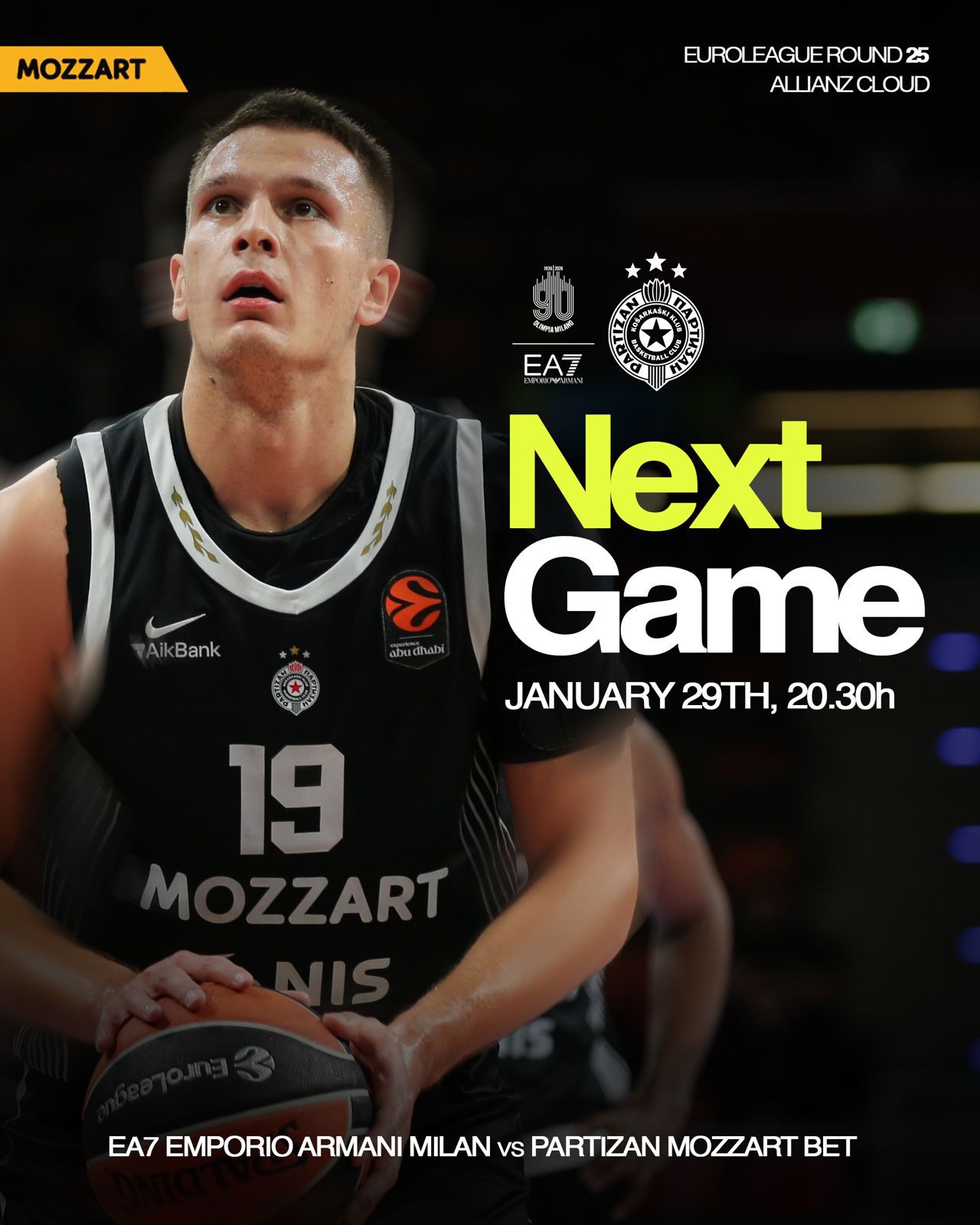 Partizan Mozzart Bet sutra u Milanu protiv Olimpije
